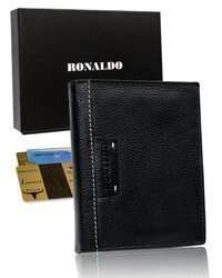 Duży skórzany czarny portfel męski Ronaldo