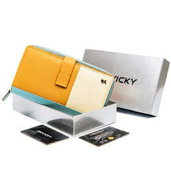 Kolorowy portfel damski z dwiema sekcjami, skóra naturalna - Rovicky