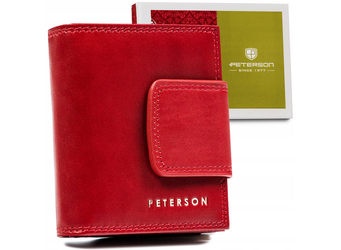 Mały, skórzany portfel damski w orientacji pionowej — Peterson