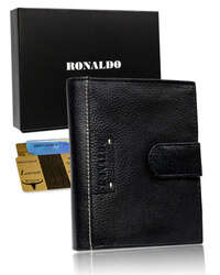 Męski duży portfel skórzany pionowy z zapinką Ronaldo