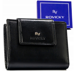 Skórzany portfel na zatrzask z systemem RFID Rovicky