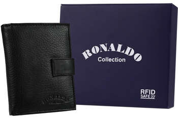 Skórzany, zapinany portfel męski z zasuwanym schowkiem — Ronaldo