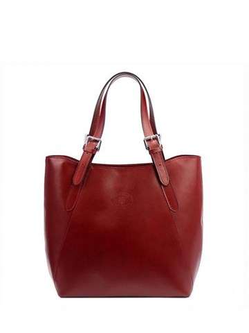 Torebka Skórzana Florence 847 Shopperbag Ciemnoczerwona Duża Mieści A4 Skóra Naturalna