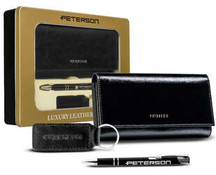 Zestaw prezentowy: skórzany portfel damski, brelok i długopis Peterson