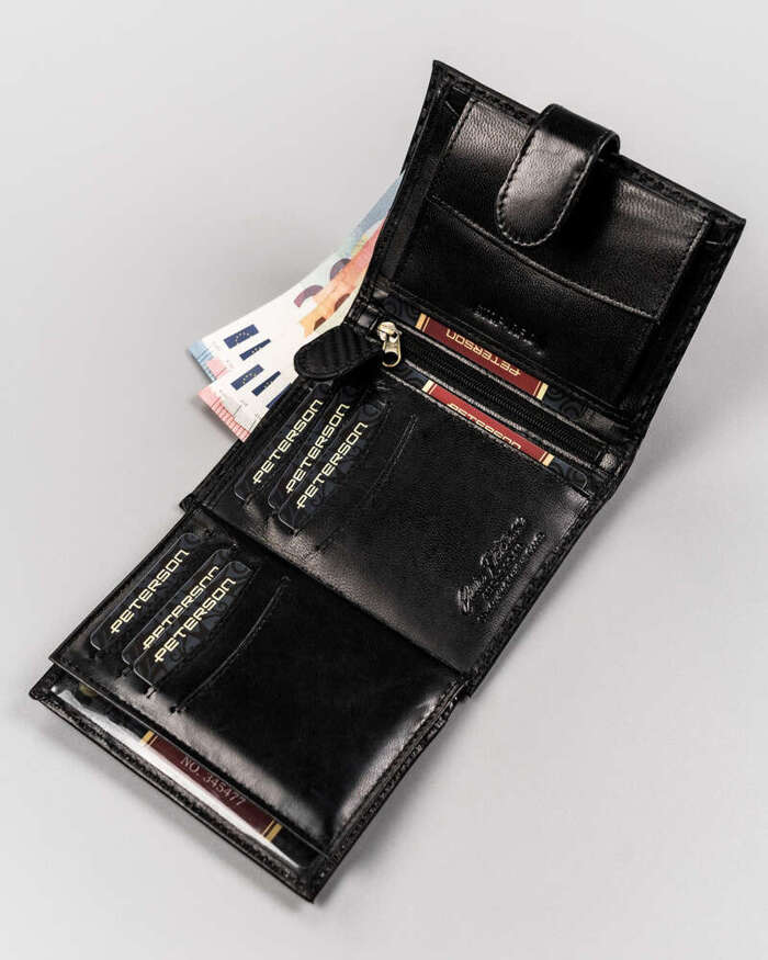 Carbonowy, skórzany portfel męski na karty - Peterson