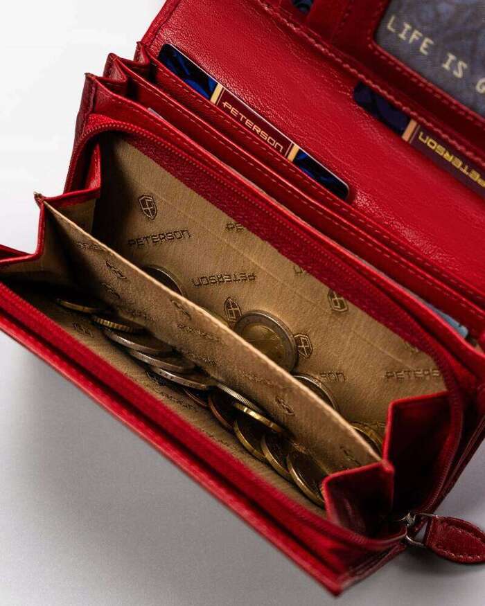 Duży, skórzany portfel damski na zatrzask — Peterson