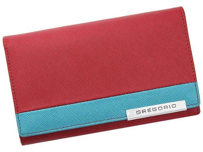 Portfel Damski Gregorio FRZ-101 Skóra Naturalna Czerwono-Niebieski Poziomy RFID Secure