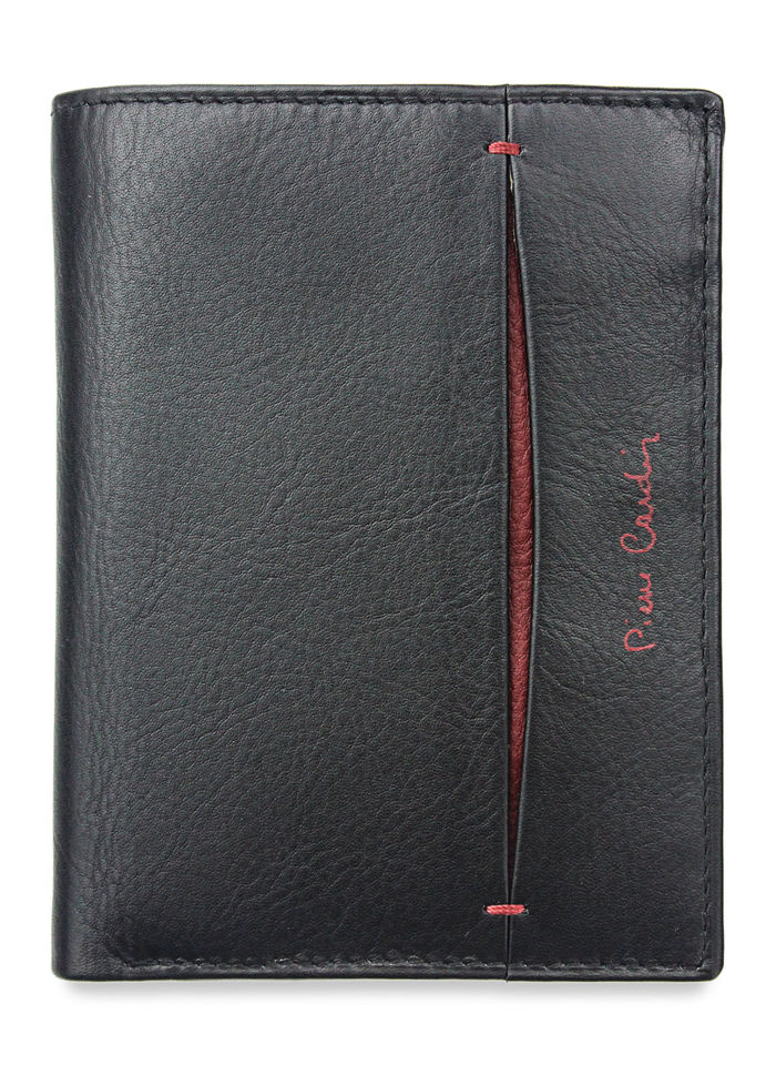 Portfel Męski Pierre Cardin Skórzany Klasyczny Czarny TILAK07 330 RFID Czarny + Czerwony