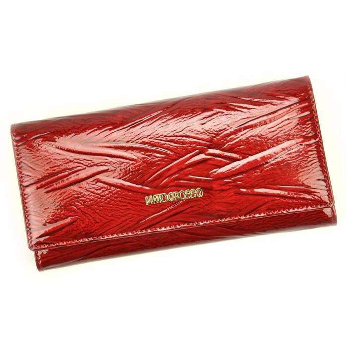 Skórzany portfel damski zapinany na bigiel  Mato Grosso 0619-54 RFID czerwony