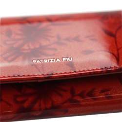 Portfel Damski Patrizia Piu FL-100 RFID Czerwony Skóra Naturalna